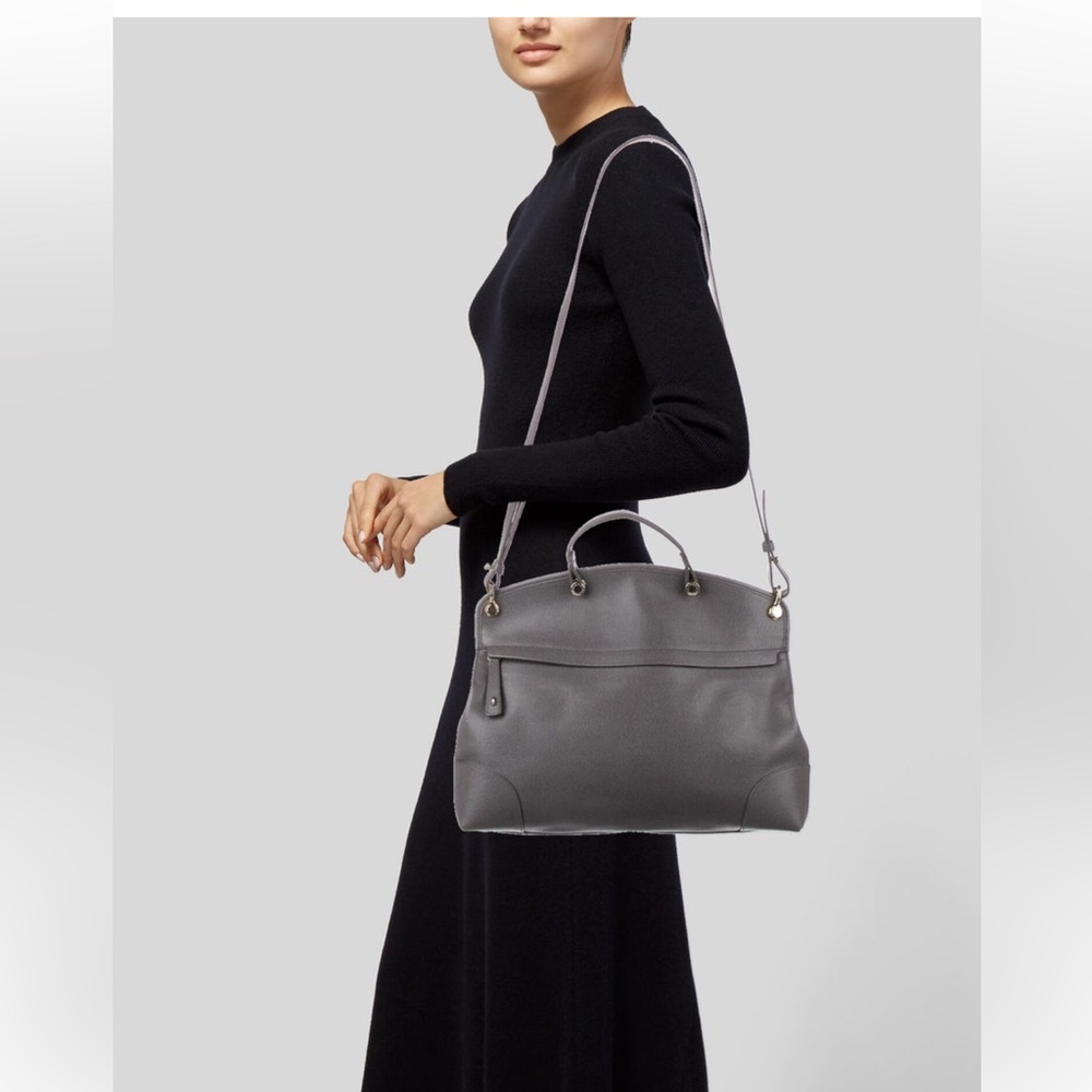 Furla grey leather large cross-body bag with original dustbag $1200 - worn once!